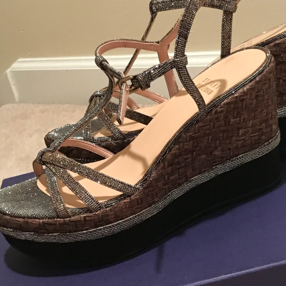 Stuart Weitzman Velocity pyrite nocturne sandals 7